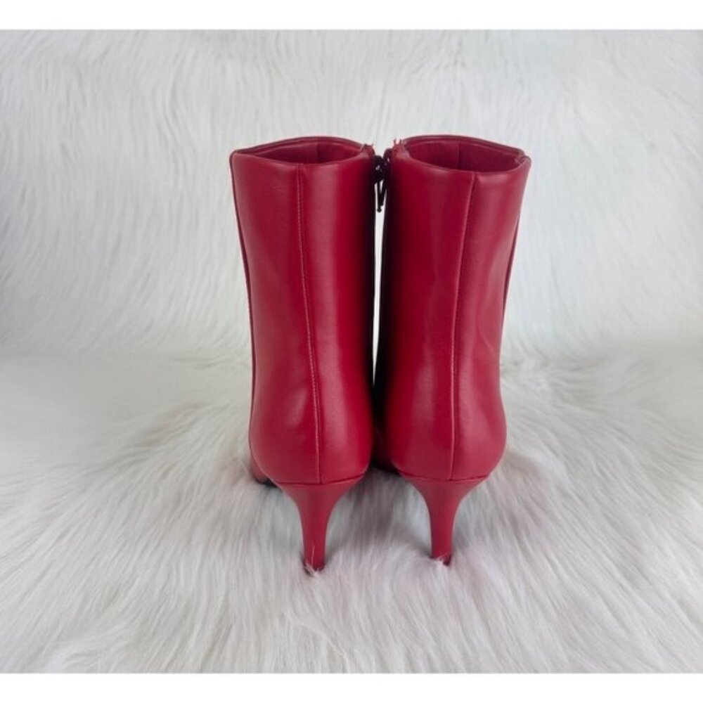 New Women's Qupid Portia Faux Leather Ankle Boots Bootie Shoes Red - Picture 9 of 13